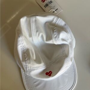 White and Red Hat with Embroidered Heart